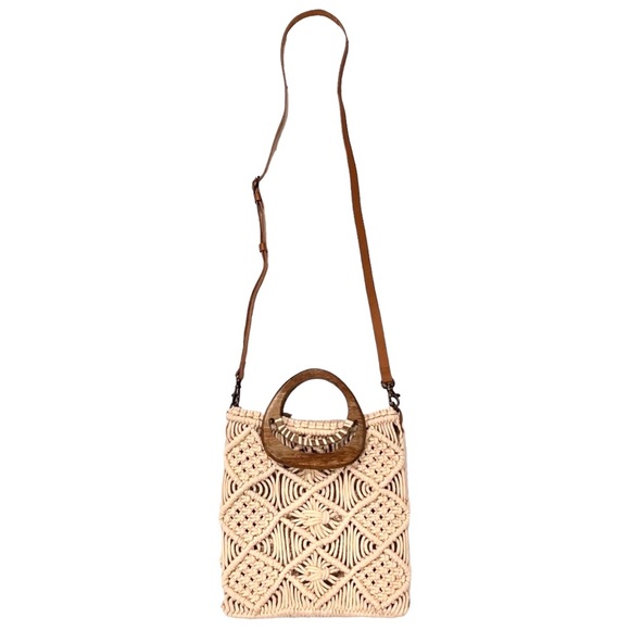 🆕 New Anthro Macrame & Wooden Bag - Picture 4 of 6